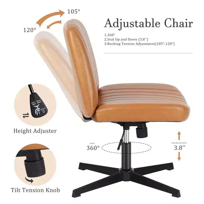 Chaise de bureau ergonomique réglable en similicuir avec motif en croix