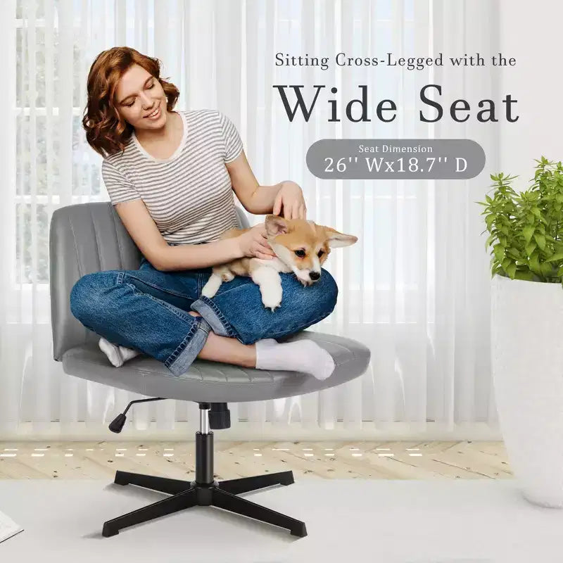 Chaise de bureau ergonomique réglable en similicuir avec motif en croix