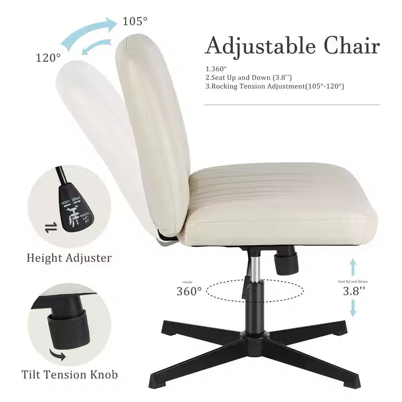 Chaise de bureau ergonomique réglable en similicuir avec motif en croix
