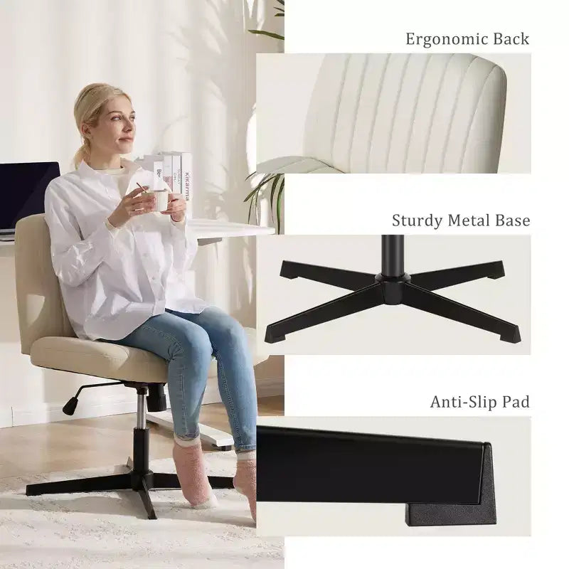 Chaise de bureau ergonomique réglable en similicuir avec motif en croix