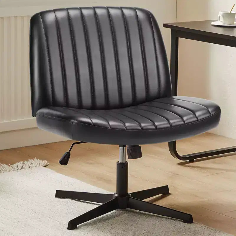 Chaise de bureau ergonomique réglable en similicuir avec motif en croix