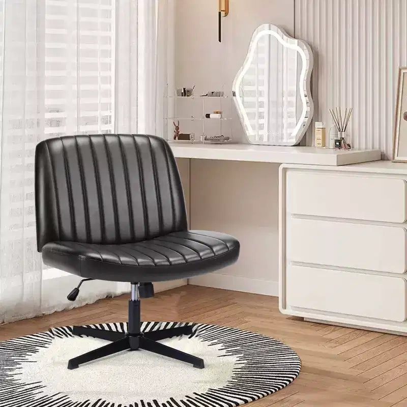 Chaise de bureau ergonomique réglable en similicuir avec motif en croix