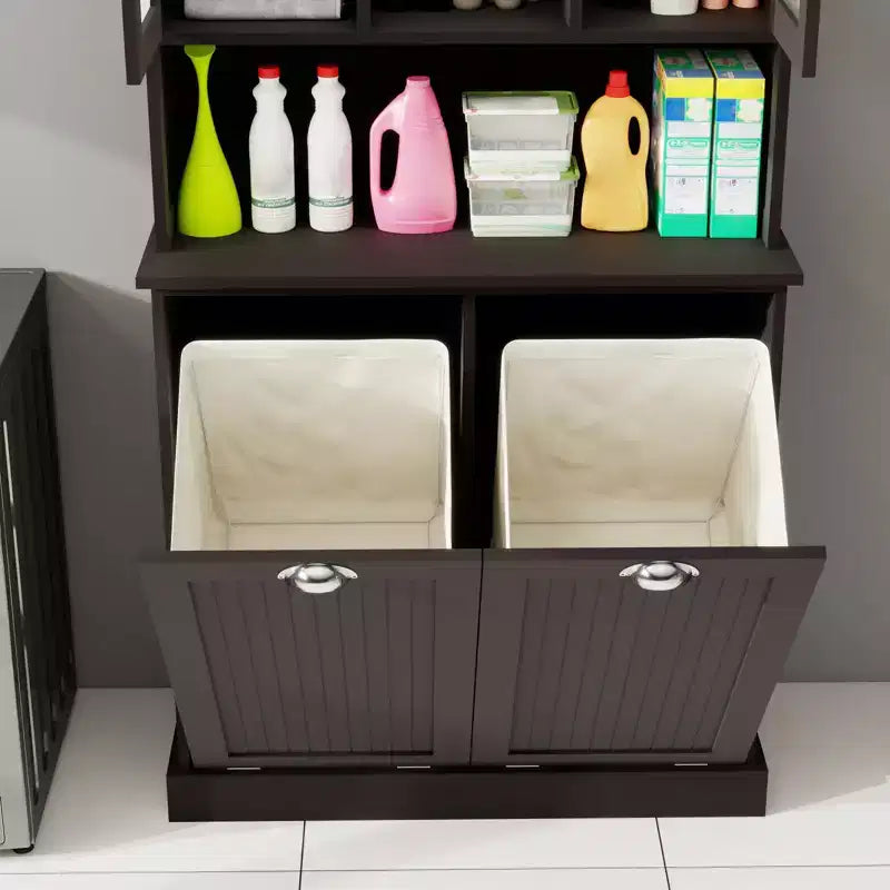 Meuble avec panier à linge, Meuble de rangement inclinable, Armoire de rangement pour salon
