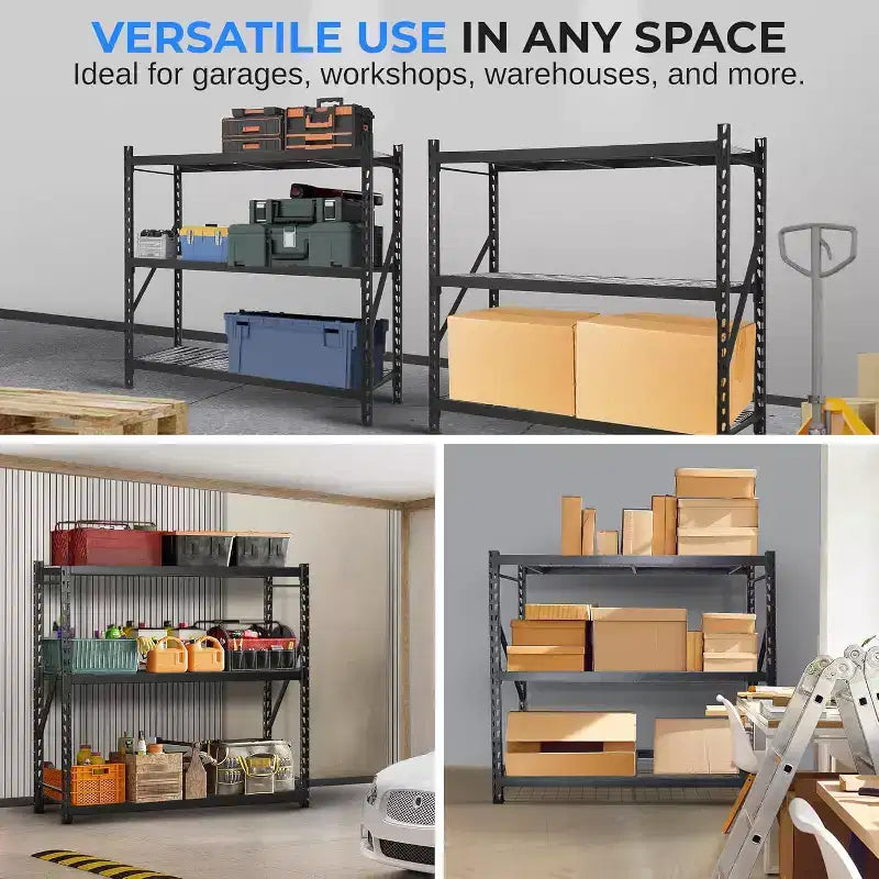 Étagères de garage métalliques robustes à 3 niveaux pour le rangement avec une capacité de 2000 lb par étagère, réglables
