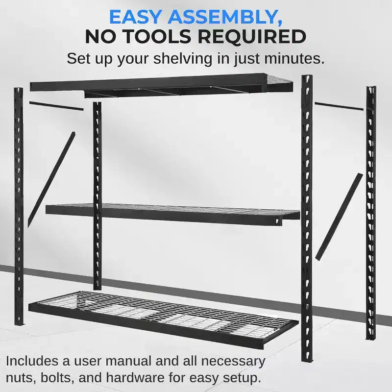 Étagères de garage métalliques robustes à 3 niveaux pour le rangement avec une capacité de 2000 lb par étagère, réglables