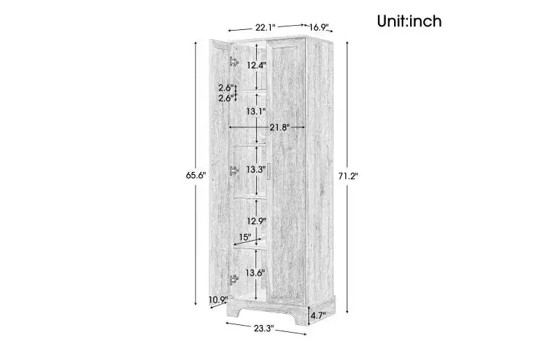 Meuble de Rangement à Double Porte Whisen avec Étagère Réglable, Armoire Verticale