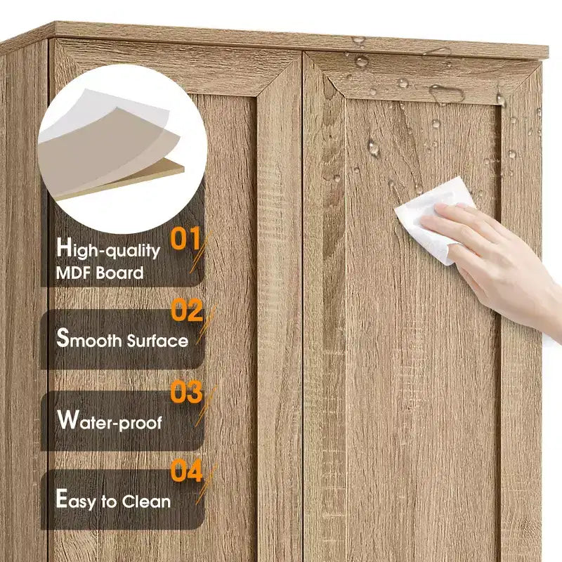 Meuble de Rangement à Double Porte Whisen avec Étagère Réglable, Armoire Verticale