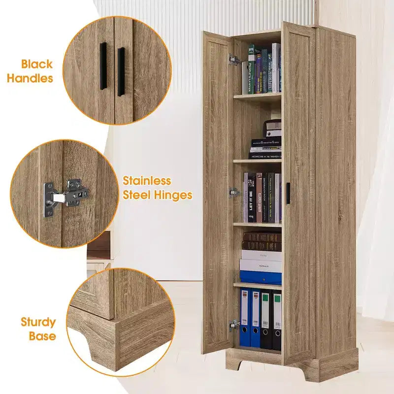 Meuble de Rangement à Double Porte Whisen avec Étagère Réglable, Armoire Verticale