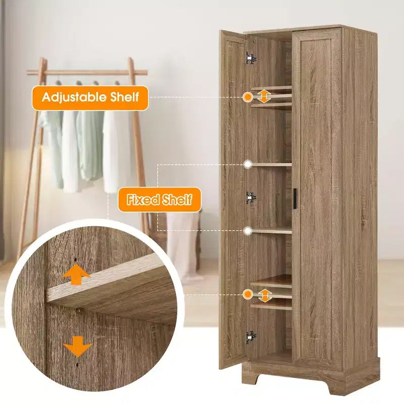 Meuble de Rangement à Double Porte Whisen avec Étagère Réglable, Armoire Verticale