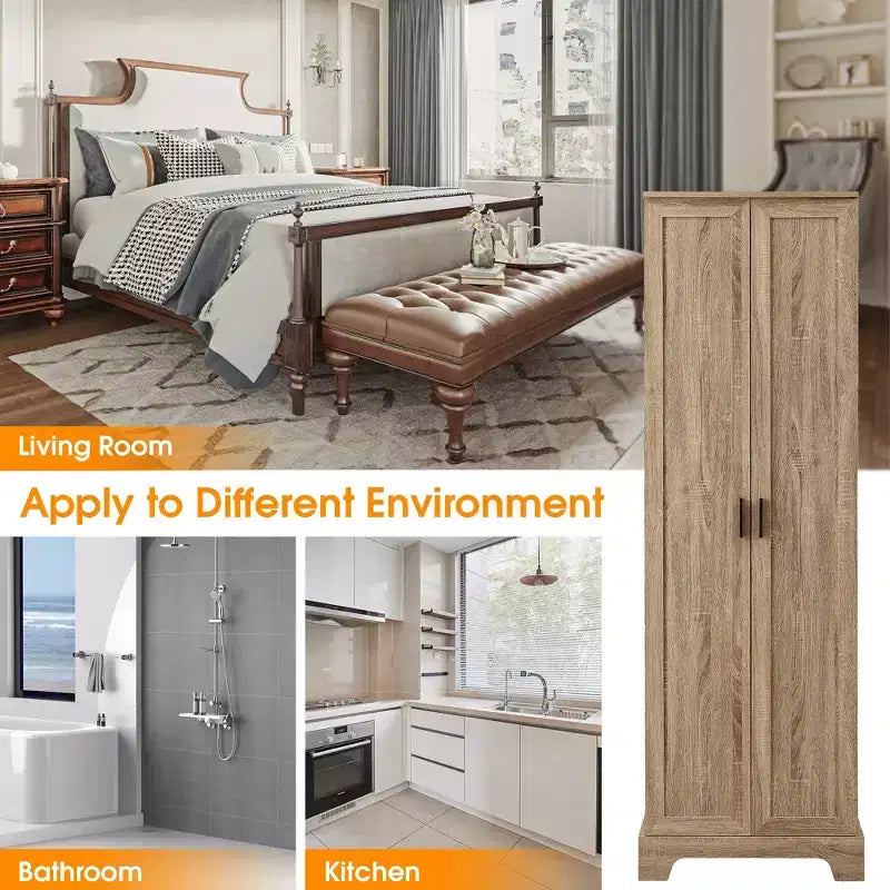Meuble de Rangement à Double Porte Whisen avec Étagère Réglable, Armoire Verticale