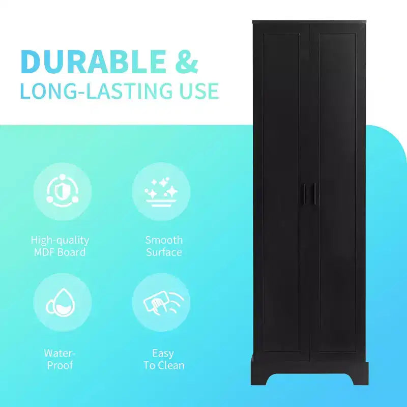 Meuble de Rangement à Double Porte Whisen avec Étagère Réglable, Armoire Verticale
