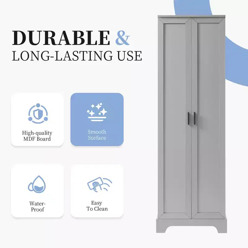 Meuble de Rangement à Double Porte Whisen avec Étagère Réglable, Armoire Verticale