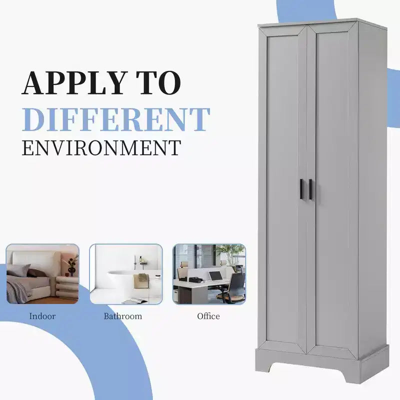 Meuble de Rangement à Double Porte Whisen avec Étagère Réglable, Armoire Verticale
