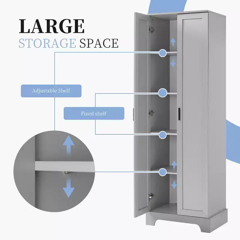 Meuble de Rangement à Double Porte Whisen avec Étagère Réglable, Armoire Verticale