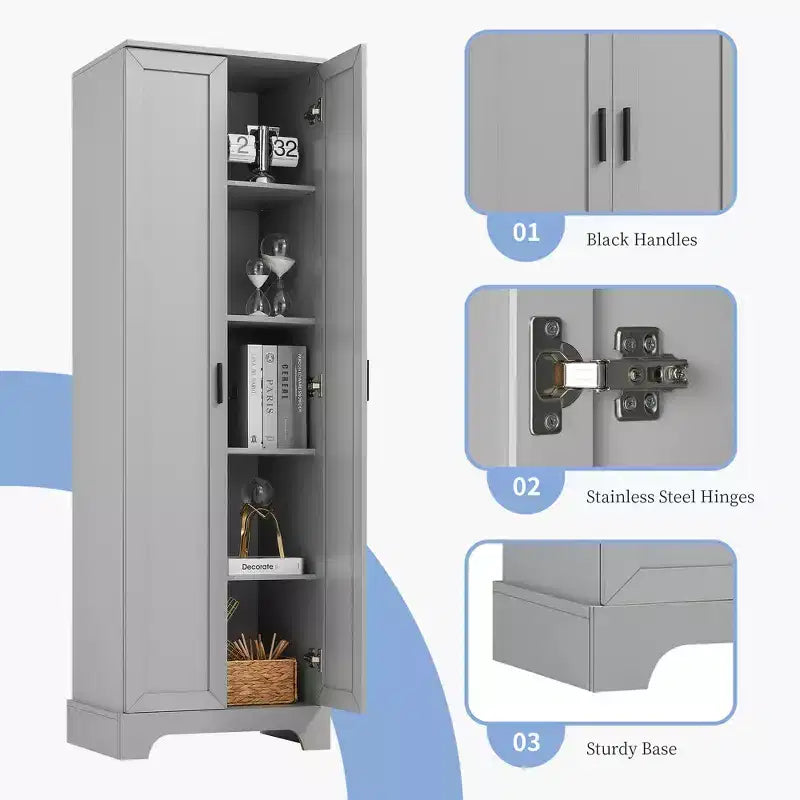 Meuble de Rangement à Double Porte Whisen avec Étagère Réglable, Armoire Verticale