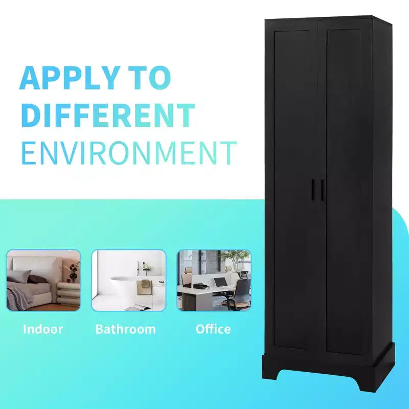 Meuble de Rangement à Double Porte Whisen avec Étagère Réglable, Armoire Verticale