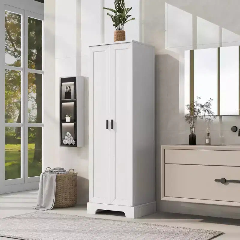 Meuble de Rangement à Double Porte Whisen avec Étagère Réglable, Armoire Verticale