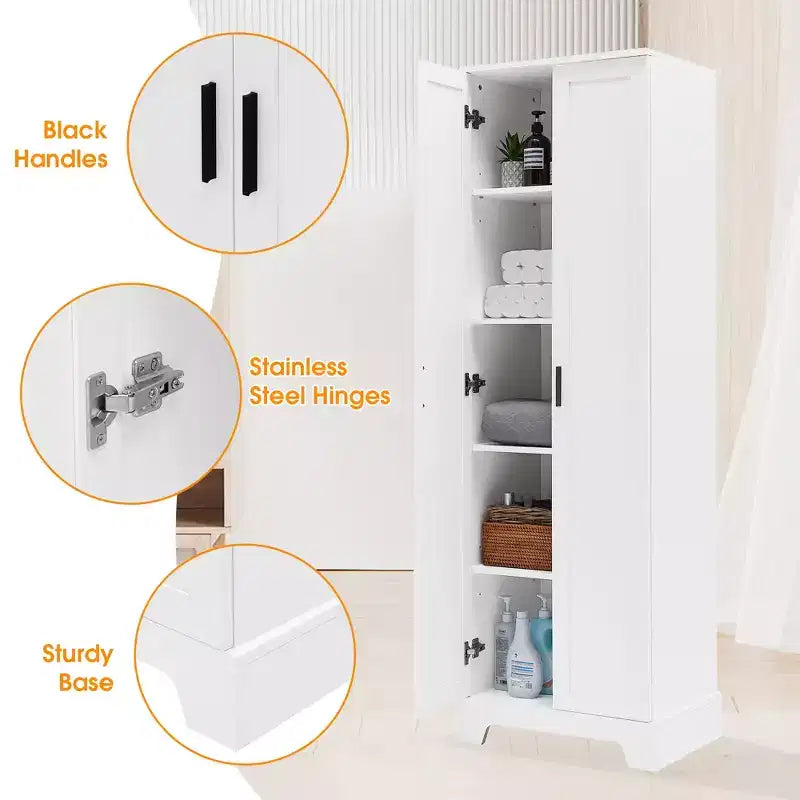 Meuble de Rangement à Double Porte Whisen avec Étagère Réglable, Armoire Verticale