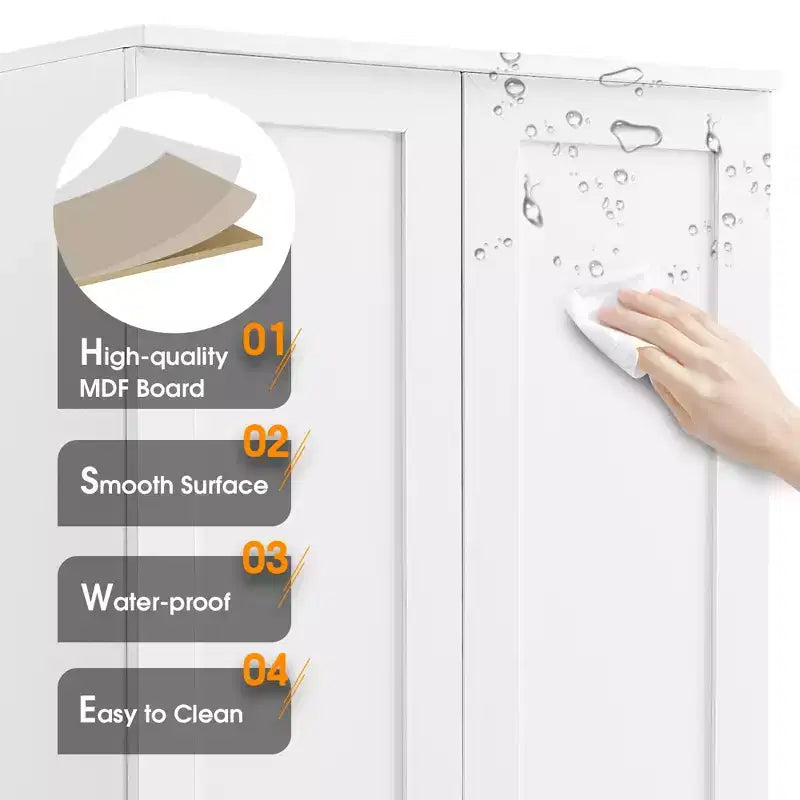 Meuble de Rangement à Double Porte Whisen avec Étagère Réglable, Armoire Verticale