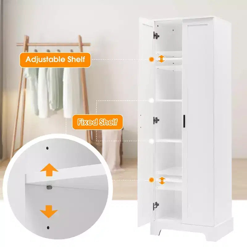 Meuble de Rangement à Double Porte Whisen avec Étagère Réglable, Armoire Verticale
