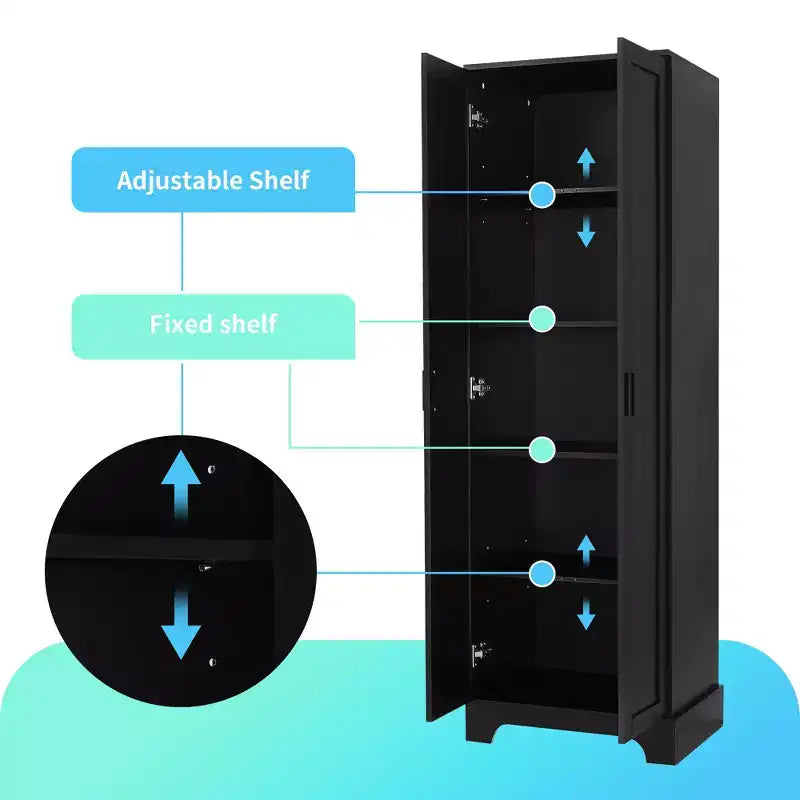 Meuble de Rangement à Double Porte Whisen avec Étagère Réglable, Armoire Verticale