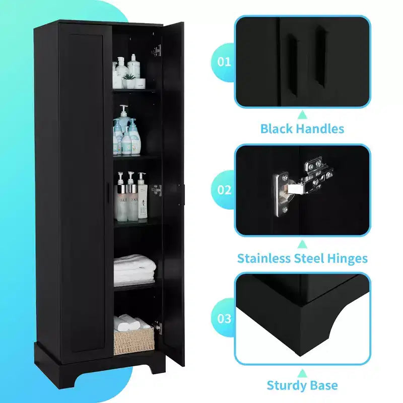 Meuble de Rangement à Double Porte Whisen avec Étagère Réglable, Armoire Verticale