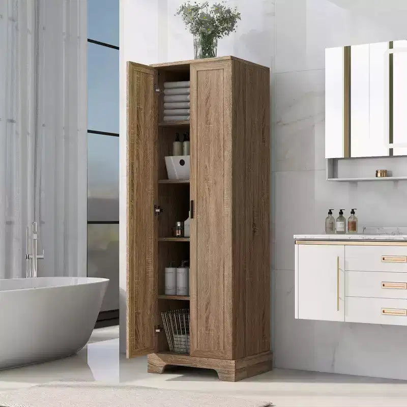 Meuble de Rangement à Double Porte Whisen avec Étagère Réglable, Armoire Verticale