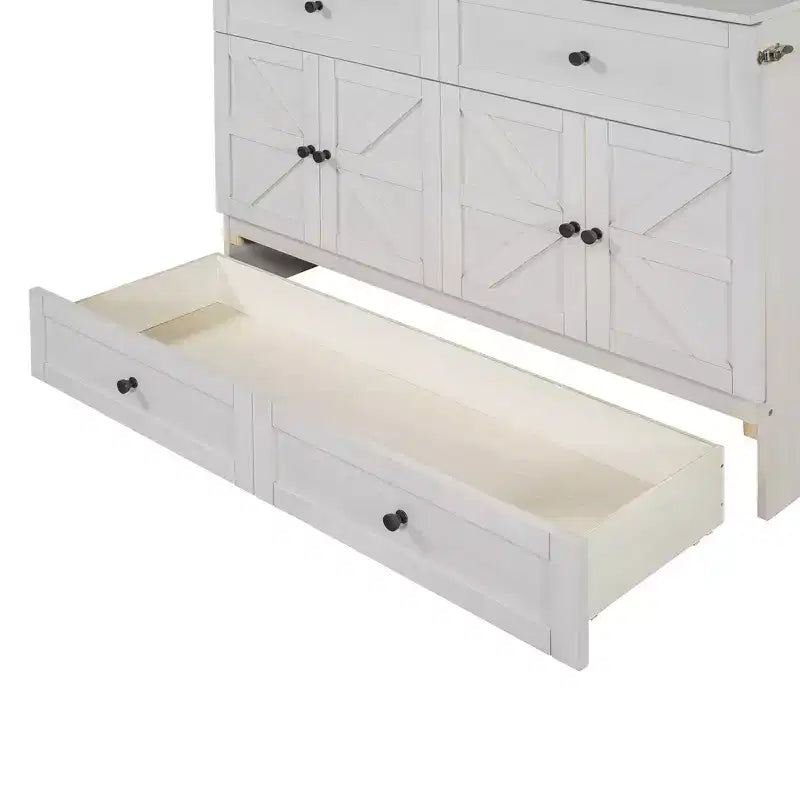Lit escamotable Queen/Grand format avec grands tiroirs et ports USB