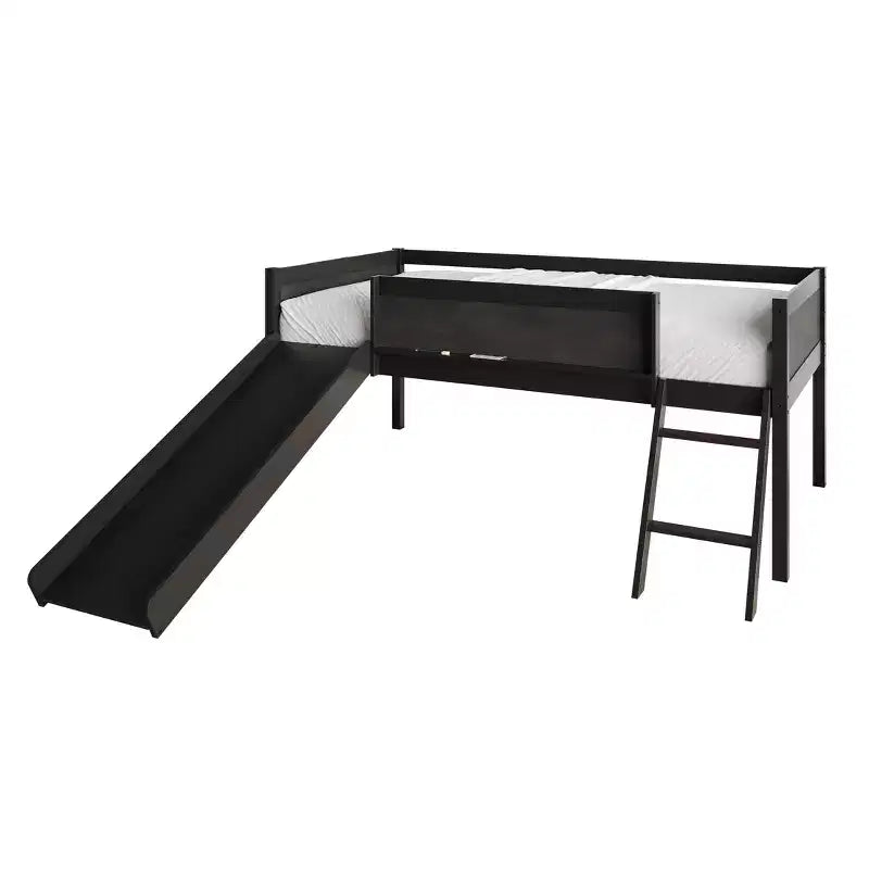 Lit mezzanine simple en bois avec cadre et échelle pour enfants et adolescents