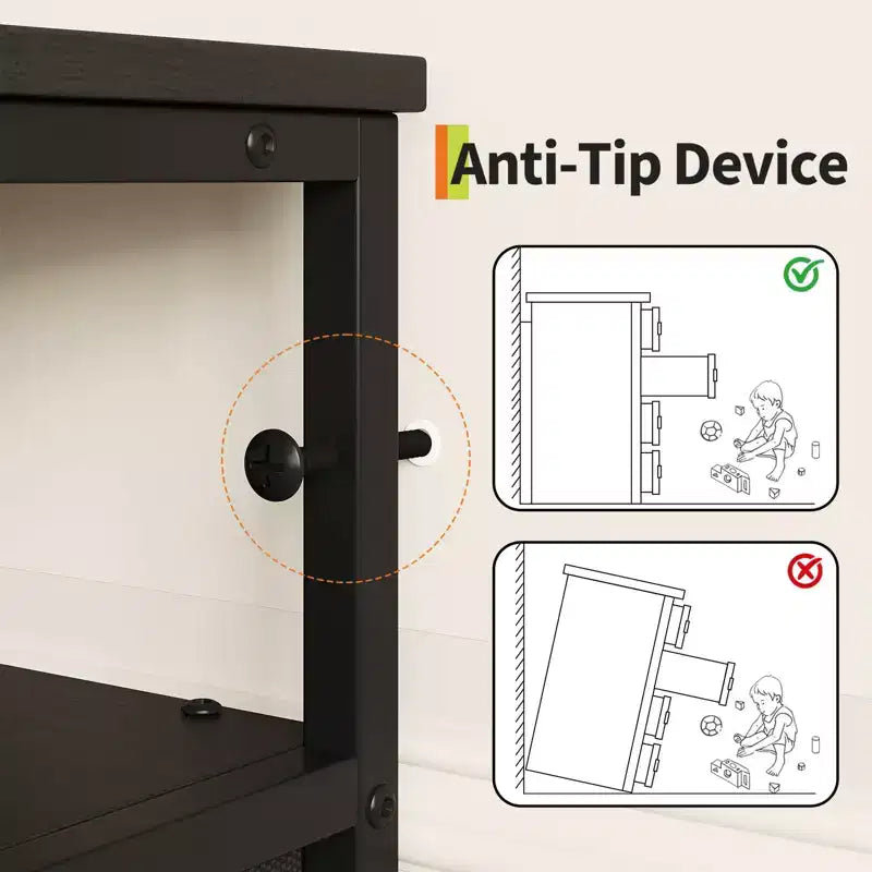 Commode TV 63 pouces pour chambre à coucher - Commode longue à 12 tiroirs pour salon - Tiroirs noirs avec