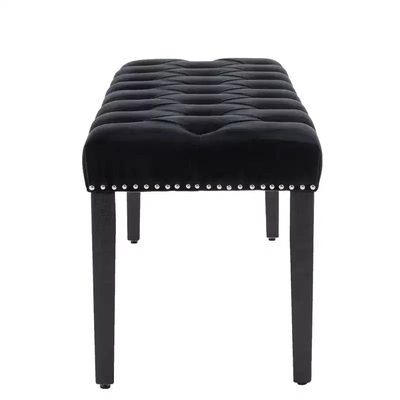 Banc moderne en velours de 114,8 cm avec capitonnage rectangulaire pour entrée, salon, chambre à coucher