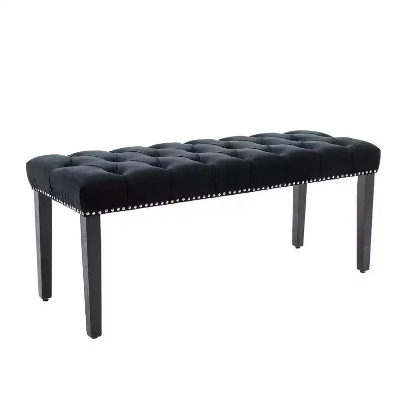 Banc moderne en velours de 114,8 cm avec capitonnage rectangulaire pour entrée, salon, chambre à coucher