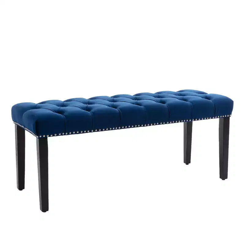 Banc moderne en velours de 114,8 cm avec capitonnage rectangulaire pour entrée, salon, chambre à coucher