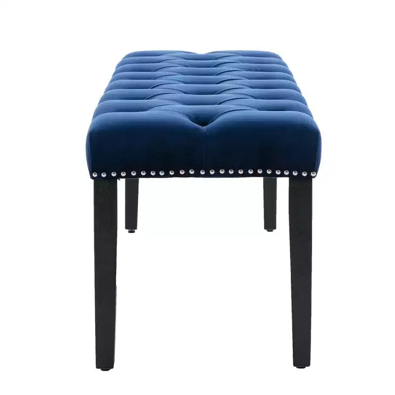 Banc moderne en velours de 114,8 cm avec capitonnage rectangulaire pour entrée, salon, chambre à coucher