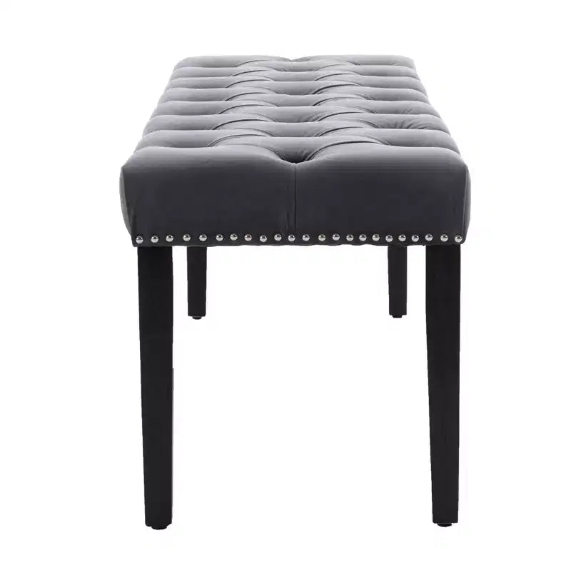Banc moderne en velours de 114,8 cm avec capitonnage rectangulaire pour entrée, salon, chambre à coucher