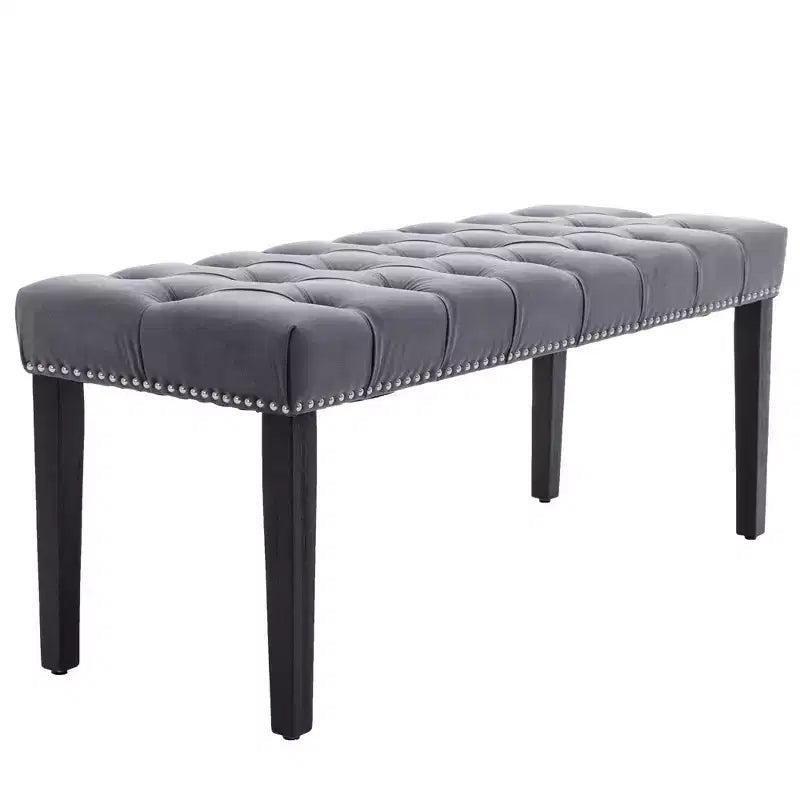 Banc moderne en velours de 114,8 cm avec capitonnage rectangulaire pour entrée, salon, chambre à coucher