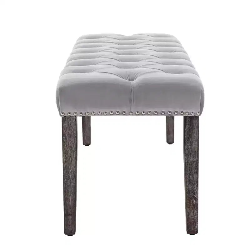 Banc moderne en velours de 114,8 cm avec capitonnage rectangulaire pour entrée, salon, chambre à coucher