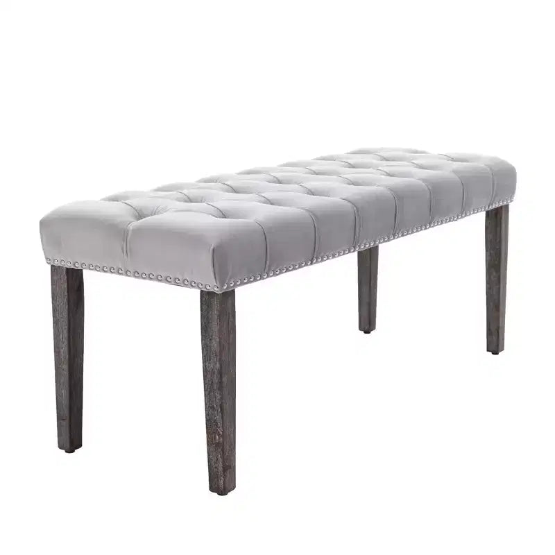 Banc moderne en velours de 114,8 cm avec capitonnage rectangulaire pour entrée, salon, chambre à coucher