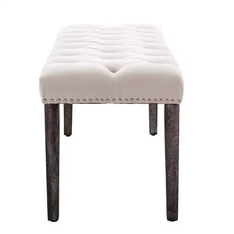 Banc moderne en velours de 114,8 cm avec capitonnage rectangulaire pour entrée, salon, chambre à coucher