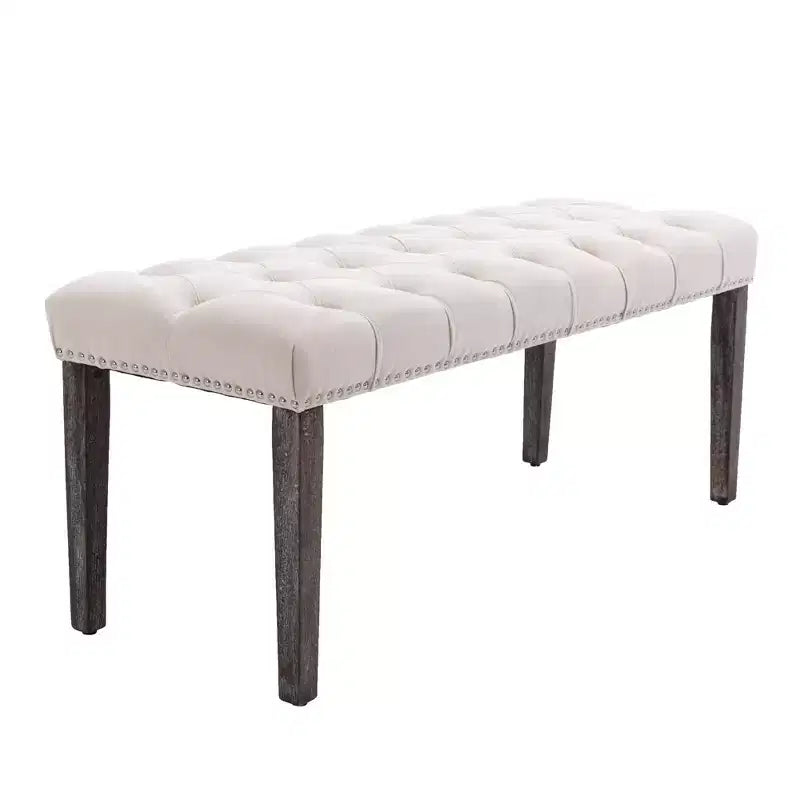 Banc moderne en velours de 114,8 cm avec capitonnage rectangulaire pour entrée, salon, chambre à coucher