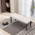 Banc moderne en velours de 114,8 cm avec capitonnage rectangulaire pour entrée, salon, chambre à coucher