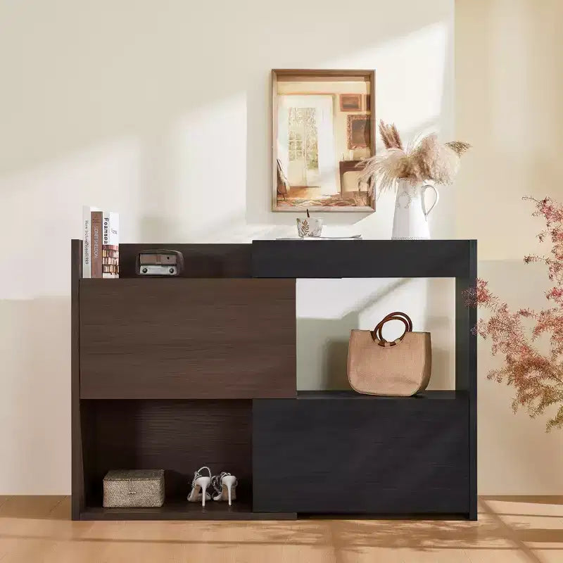 Meuble à chaussures d'angle extensible et rotatif, meuble de rangement de 82,5 à 149 cm avec tiroir pour entrée