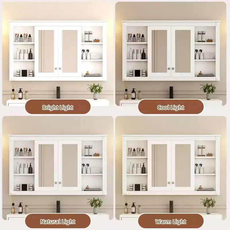 Armoire murale de 47 pouces, armoire à pharmacie murale avec miroir et meuble de rangement flottant au-dessus des toilettes pour