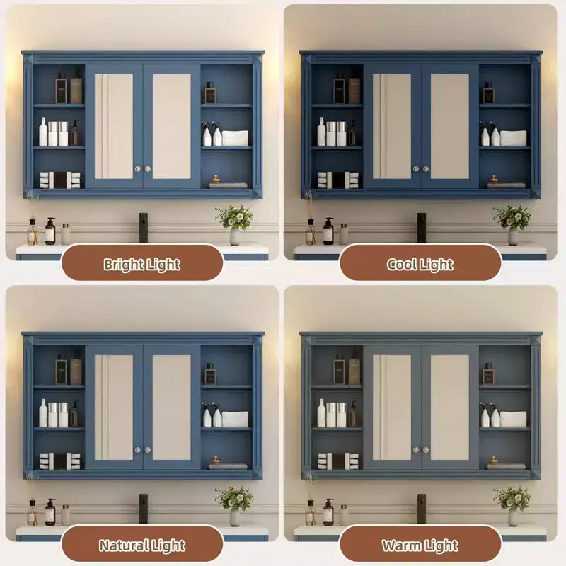 Armoire murale de 47 pouces, armoire à pharmacie murale avec miroir et meuble de rangement flottant au-dessus des toilettes pour