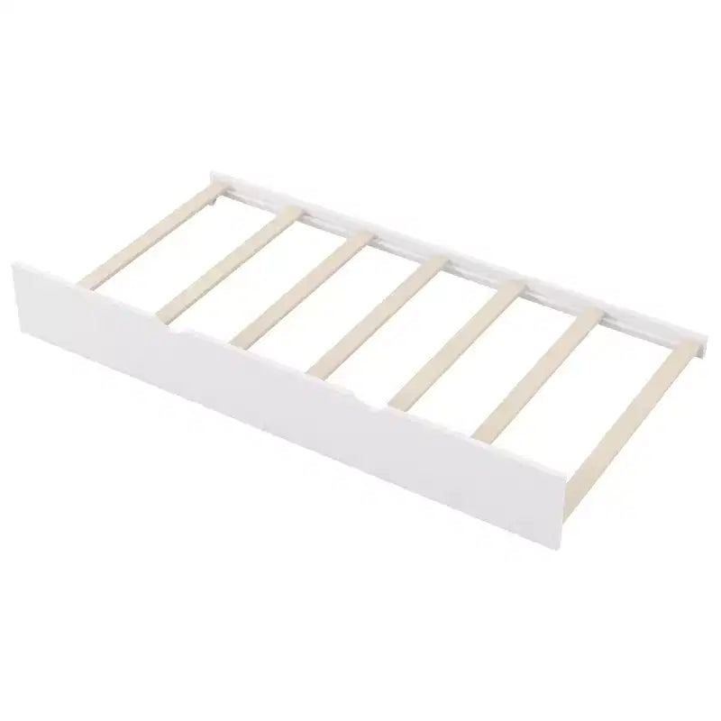 Cadre de lit simple avec lit gigogne et barrière de sécurité, lit bas avec escaliers pour garçons et filles