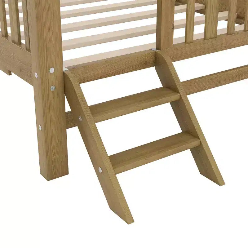 Cadre de lit simple avec lit gigogne et barrière de sécurité, lit bas avec escaliers pour garçons et filles