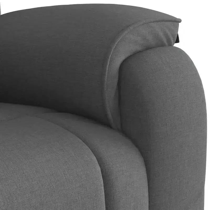 Fauteuil inclinable électrique avec fonction massage 6 points, tissu polyester gris foncé, accoudoirs réglables et pochette latérale pour salon