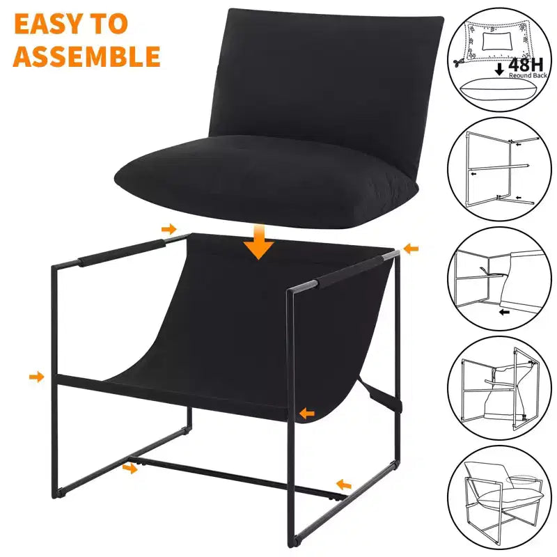 Fauteuil de salon moderne – Chaise longue en mousse déchiquetée moelleuse pour le salon, la chambre et la lecture au bureau