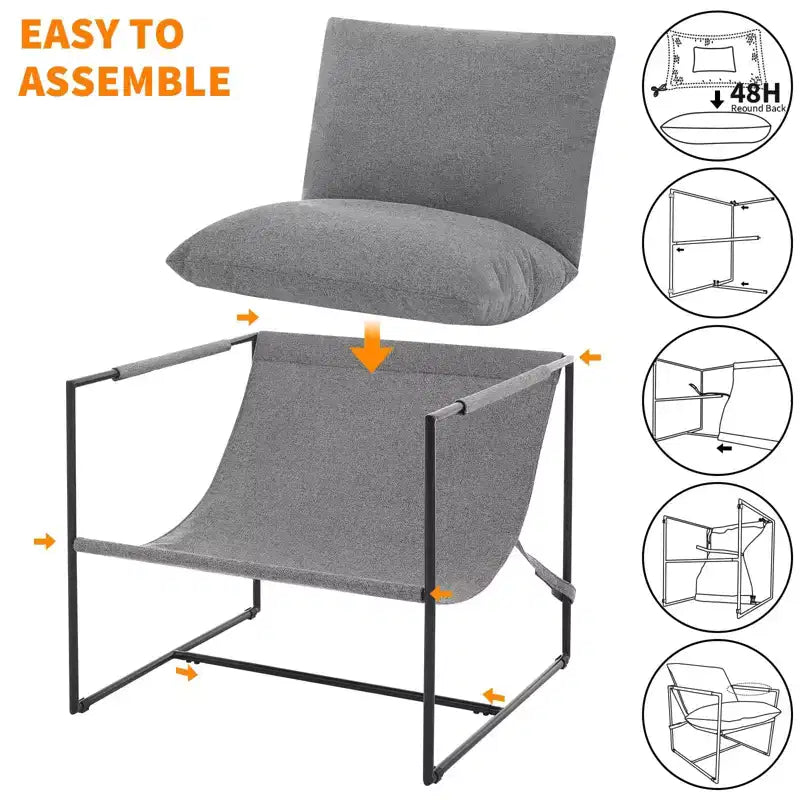 Fauteuil de salon moderne – Chaise longue en mousse déchiquetée moelleuse pour le salon, la chambre et la lecture au bureau
