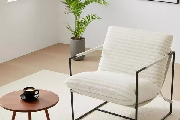 Modern Sling Accent Chair - Plush Shredded Foam Upholstered Lounge Armchair for Living Room, Bedroom & Office Reading